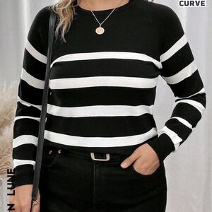 Chic Black and White Striped Top